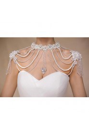 Wedding Wraps Collars Sleeveless Sequined Ivory Wedding Appliques / Pearls