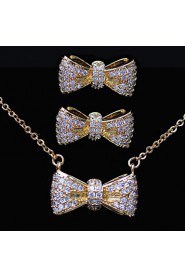 Gorgeous Gold Plated With Cubic Zirconia Wedding/Special Occaision / Party Jewelry Set.