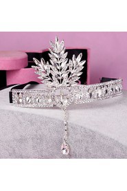 Headpieces Clear Crystals Wedding Bridal Tiara Tree Leaf Crown Crystal Tassel Headband