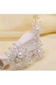 Bride's Flower Shape Pearl Forehead Wedding Headdress Headband 1 PC