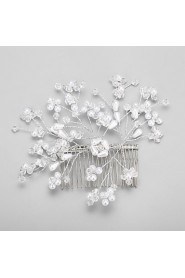 Women's / Flower Girl's Crystal / Alloy / Imitation Pearl Headpiece-Wedding / Special Occasion Hair Combs 1 Piece White Round