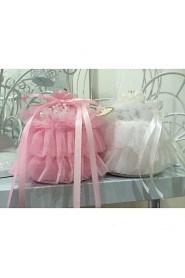 Multilayer Organza Cake Shape Ring Pillow with Rose Flower and Ribbon Ring Jewelry Box