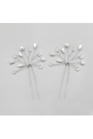 Women/Flower Girl Alloy/Imitation Pearl Hairpins With Imitation Pearl Wedding/Party Headpiece(2Pieces)