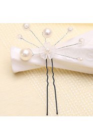 Bride's Flower Shape Pearl Wedding Hairpins 1 PC