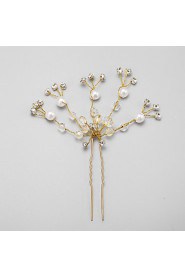 Women's / Flower Girl's Rhinestone / Alloy / Imitation Pearl Headpiece-Wedding / Special Occasion Hair Pin 1 Piece White Round