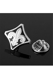 Fleur De Lys Black White Anchor Louis XIII Silver Men's Lapel Pin Emblem Badge