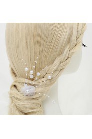 Women's / Flower Girl's Alloy / Imitation Pearl / Chiffon Headpiece-Wedding / Special Occasion Hair Pin 1 Piece White Round