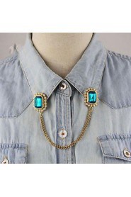 Lucky Star Women's Fashion Gemstone Chain Brooch Necklace