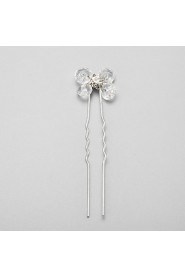 Women's / Flower Girl's Rhinestone / Crystal / Alloy Headpiece-Wedding / Special Occasion Hair Pin 1 Piece White Round