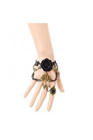 Vintage Black Rose Spider Bracelet With Ring