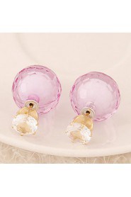 Women's European Style Fashion Candy-colored Shiny Beads Stud Earrings With Rhinestone