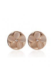18K Gold Plated Goegeous Onyx With Flower Shape Fashion Earrings