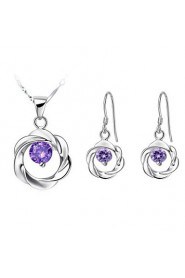 Jewelry Set Women's Anniversary / Birthday / Gift / Party / Daily / Special Occasion Jewelry Sets Silver Cubic ZirconiaNecklaces /
