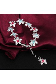 High Quality Beautiful Silver Silver-Plated With Red And Bule Rhinestone Charm Bracelets