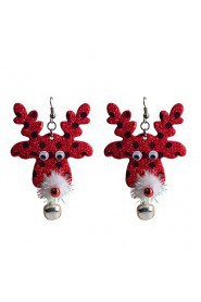 Lureme Fashion Shining Powder Christmas Red The Deer Head Alloy Drop Earrings
