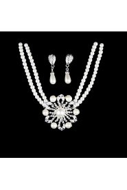 Jewelry Set Women's Wedding / Party / Daily Jewelry Sets Pearl / Alloy Necklaces / Earrings Silver
