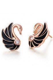 Fashionable Gold Or Silver Plated With Cubic Zirconia Swan Black Women's Earrings(More Colors)