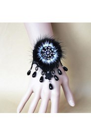 Mink Hair Black Pearl Lace Bracelet/Wrist Strap