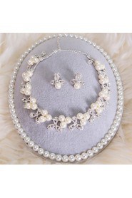 Jewelry Set Women's Wedding / Birthday / Gift / Party / Special Occasion Jewelry Sets Alloy Pearl Necklaces / Earrings / Tiaras Silver