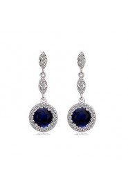 Brass Vermeil Plated With Cubic Zirconia Simple Temperament Circle Solitaire Earrings(More Colors)
