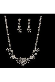Shining Czech Rhinestones Alloy Plated Wedding Bridal Necklace And Earrings Jewelry Set