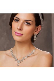 Austrian Rhinestone Flowers Bridal Necklace and Earring Set
