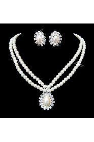 Jewelry Set Women's Anniversary / Engagement Jewelry Sets Alloy Imitation Pearl / Rhinestone Necklaces / Earrings Silver