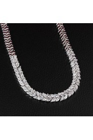 Fabulous Brass Silver Plated With Cubic Zirconia Women's Necklace