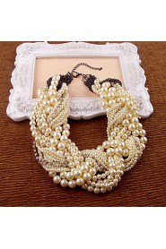 White Imitation Pearl Rhinestone Necklaces