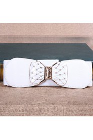 Women Leather Bow Wide Belt,Vintage/ Cute/ Party/ Casual Alloy