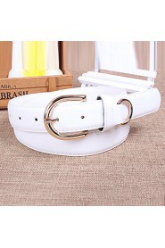Women Leather Solid Wide Belt,Vintage/ Cute/ Party/ Casual Alloy