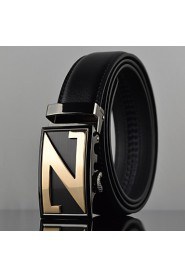 Men Z Icon Business Automatic Buckle Genuine Leather Wide Belt,Work/ Casual