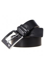 Men's Strap Casual Cowhide Pin Simple Fashion Business Leather Belt Black