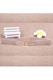 Women Leather Diamond-Studded Wide Belt,Vintage/ Cute/ Party/ Casual Alloy