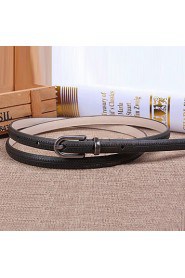 Women Leather Fashion Skinny Belt,Vintage/ Cute/ Party/ Casual Black Alloy