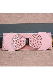 Women Leather Bow Wide Belt,Vintage/ Cute/ Party/ Casual Alloy