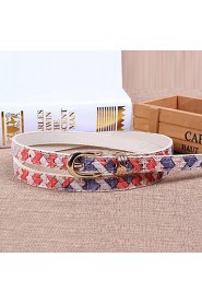 Women Leather Fresh Skinny Belt,Vintage/ Cute/ Party/ Casual Alloy