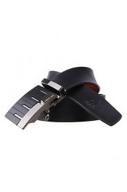 Men's Cowhide Belts Automatic Buckle High Grade Soft Leather Belt Black