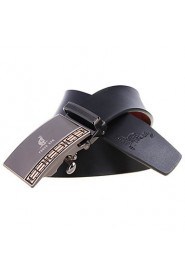 Men's Cowhide Belts Automatic Buckle High Grade Soft Leather Belt Black