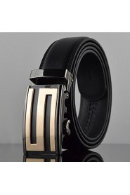 Men S Icon Business Automatic Buckle Genuine Leather Wide Belt,Work/ Casual