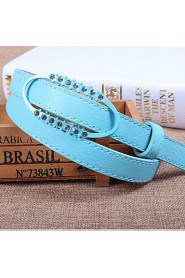 Women Leather Diamond-Studded Skinny Belt,Cute/ Party/ Casual Alloy
