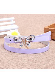 Women Leather Dragonfly Skinny Belt,Vintage/ Cute/ Party/ Casual Alloy