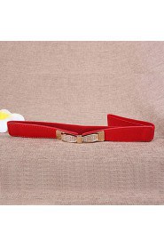 Women Leather Diamond Decoration Wide Belt,Cute/ Party/ Casual Alloy