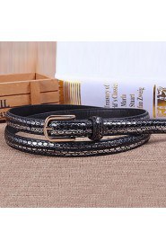 Women Leather Snakeskin Grain Skinny Belt,Vintage/ Cute/ Party/ Casual Alloy