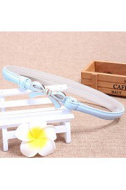 Women Leather Bow Candy Color Skinny Belt,Vintage/ Cute/ Party/ Casual Alloy