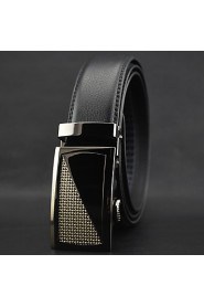 Men Business Automatic Buckle Leather Wide Belt,Work/ Casual
