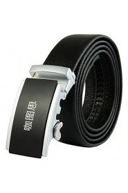 New Mens Black Ratchet Belt Fashion Business Casual Style Genuine Leather 3.5cm Width 6