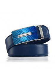 Men's Genuine Leather Ratchet Belt Business Blue Belts