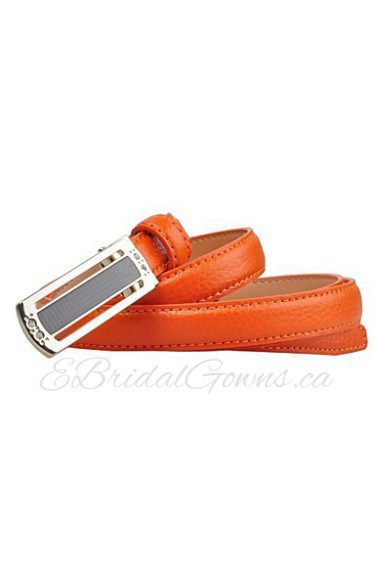 Women's Leather Smooth Buckle Skinny Belts