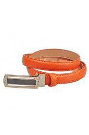 Women's Leather Smooth Buckle Skinny Belts